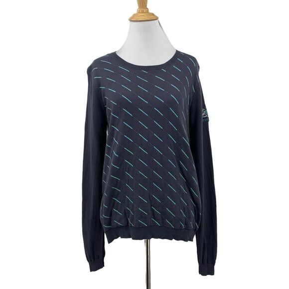 Sport Haley Sweater Womens M Striped Diagonal Crew Neck Ribbed Nevillewood LOGO - Picture 1 of 11